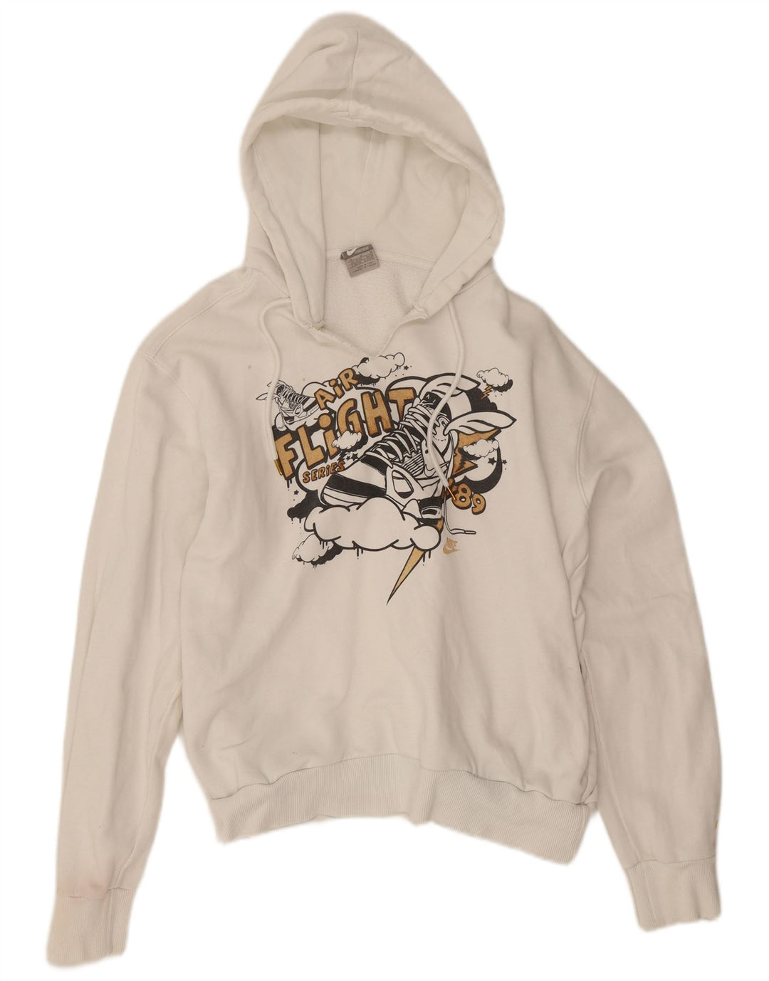 Nike masculino gráfico moletom com capuz médio algodão branco