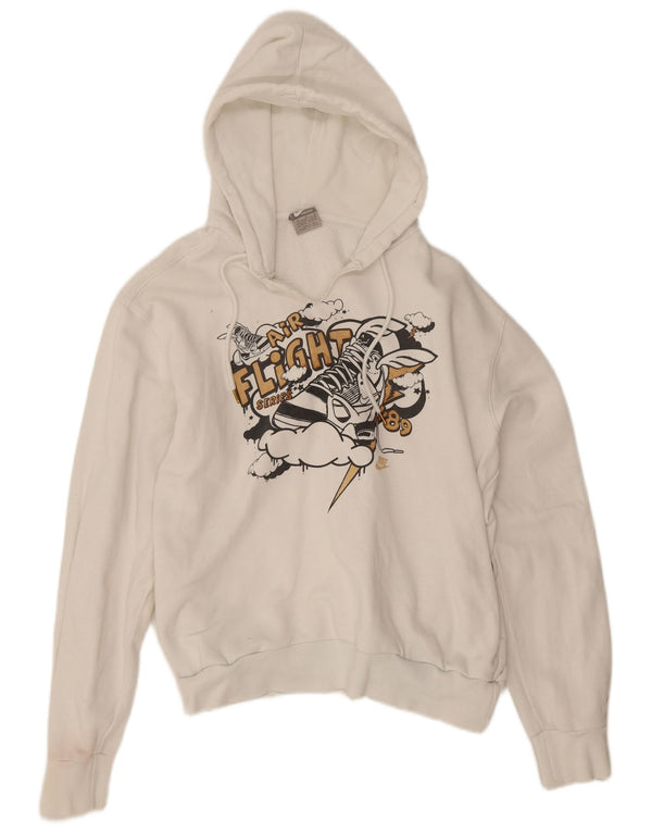 Nike masculino gráfico moletom com capuz médio algodão branco