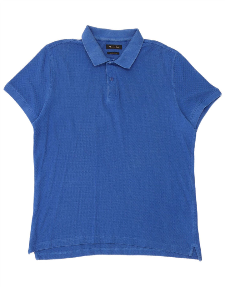 Camisa polo masculina Massimo Dutti grande algodão azul