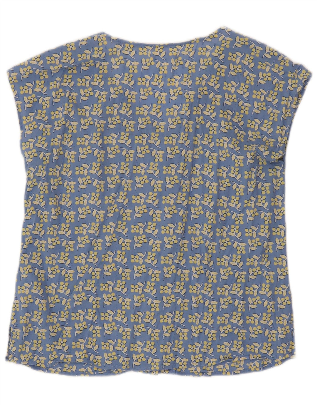 Blusa feminina de manga curta White Stuff UK 12 azul médio floral