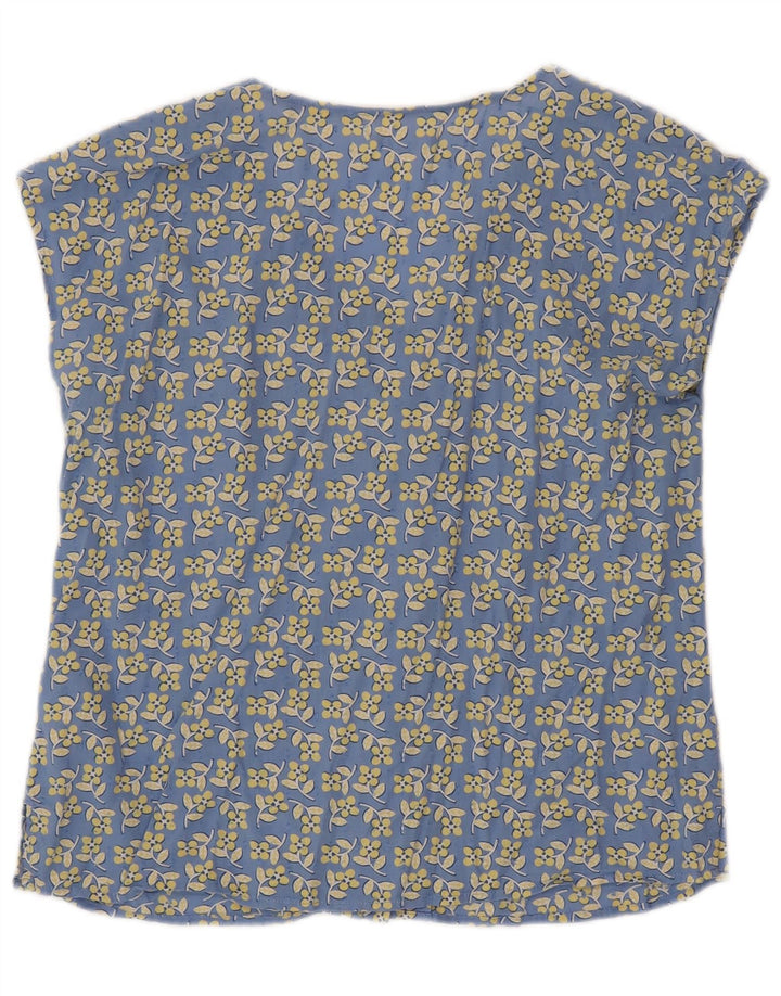 Blusa feminina de manga curta White Stuff UK 12 azul médio floral