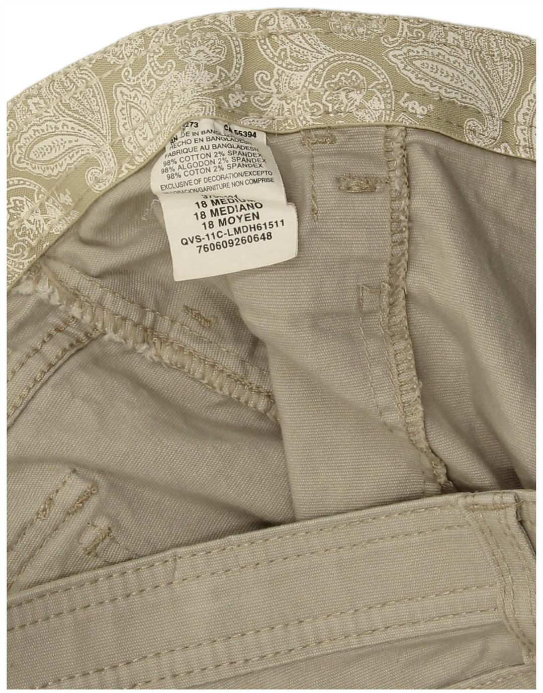 Shorts cargo feminino de cintura alta LEE US 18 2XL W38 algodão bege