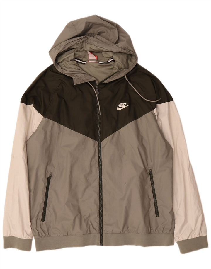 Jaqueta masculina com capuz Nike 2XL cinza colorblock poliéster