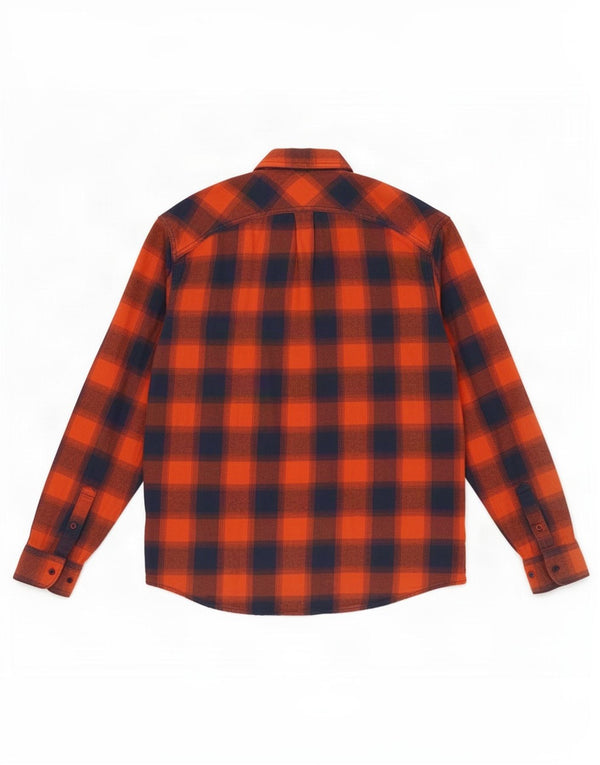 Camisa masculina de flanela com ajuste relaxado Lee XL laranja algodão guingão