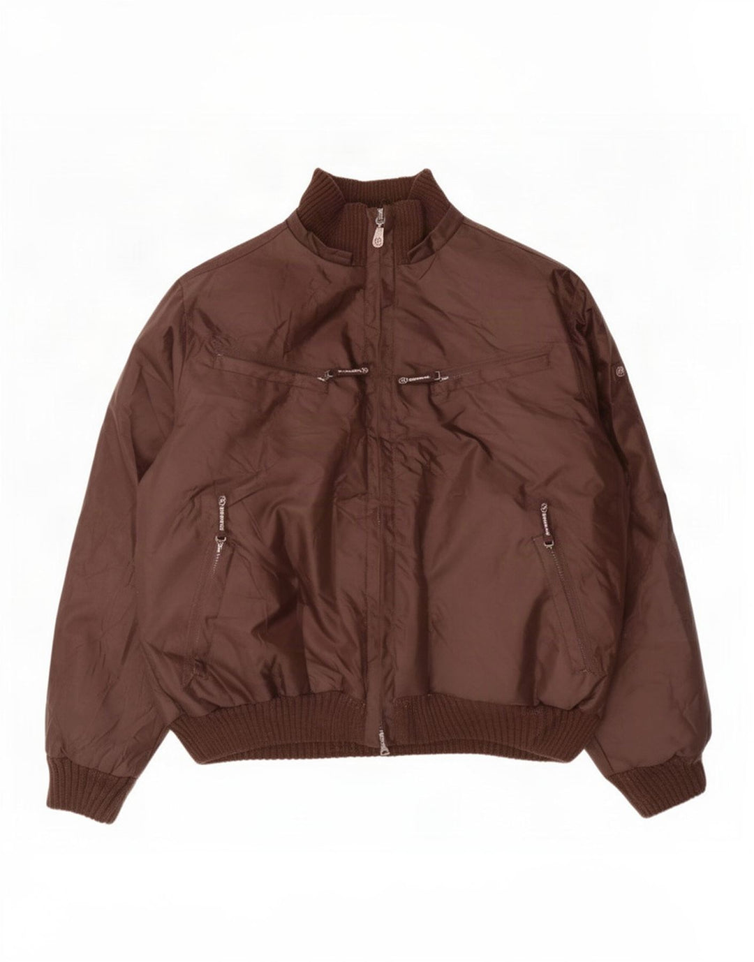 Jaqueta acolchoada masculina vintage UK 42 XL poliéster marrom