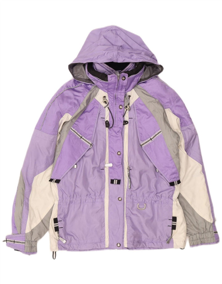 Jaqueta de esqui com capuz para mulheres Killy UK 10 poliéster roxo pequeno Colourblock
