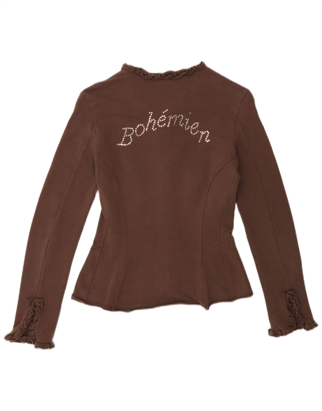 Jaqueta feminina Max & Co. com agasalho gráfico Reino Unido 12 algodão marrom médio