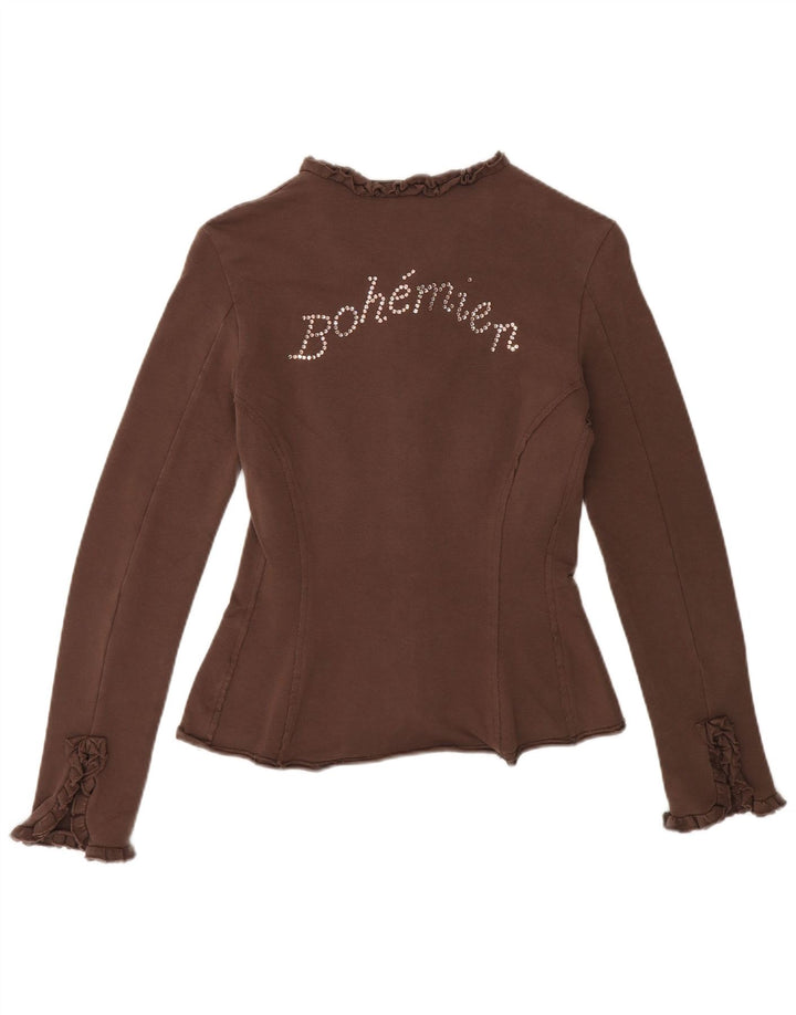 Jaqueta feminina Max & Co. com agasalho gráfico Reino Unido 12 algodão marrom médio