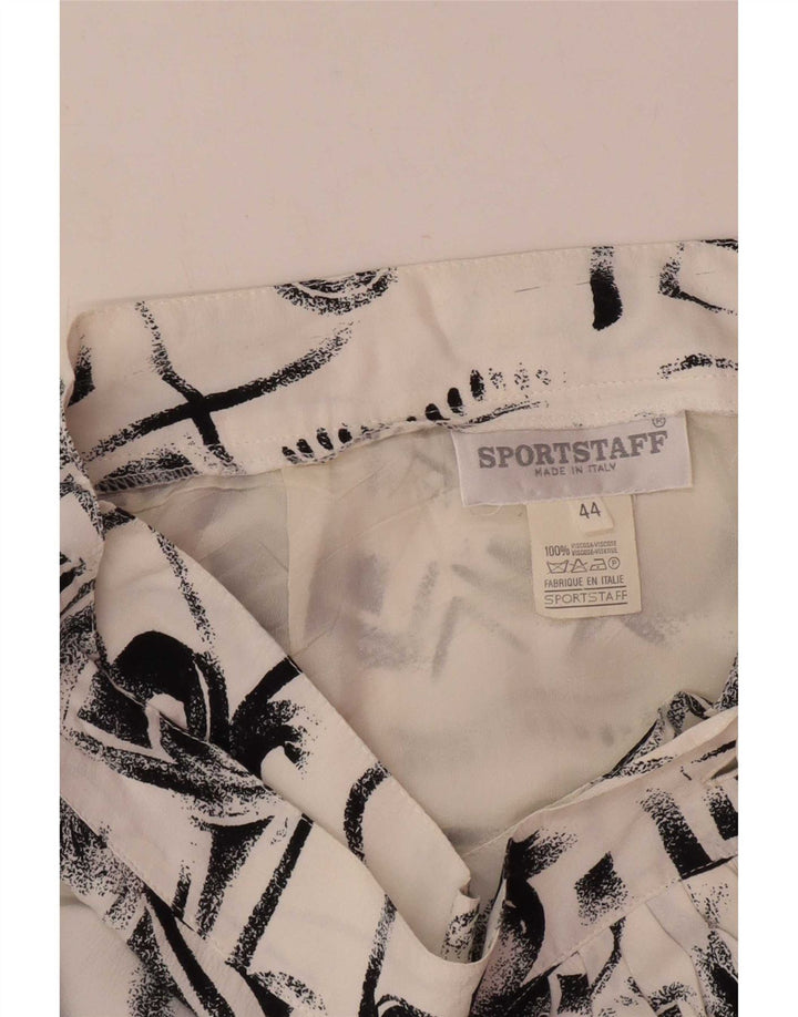 Saia feminina vintage IT 44 médio W26 viscose geométrica branca