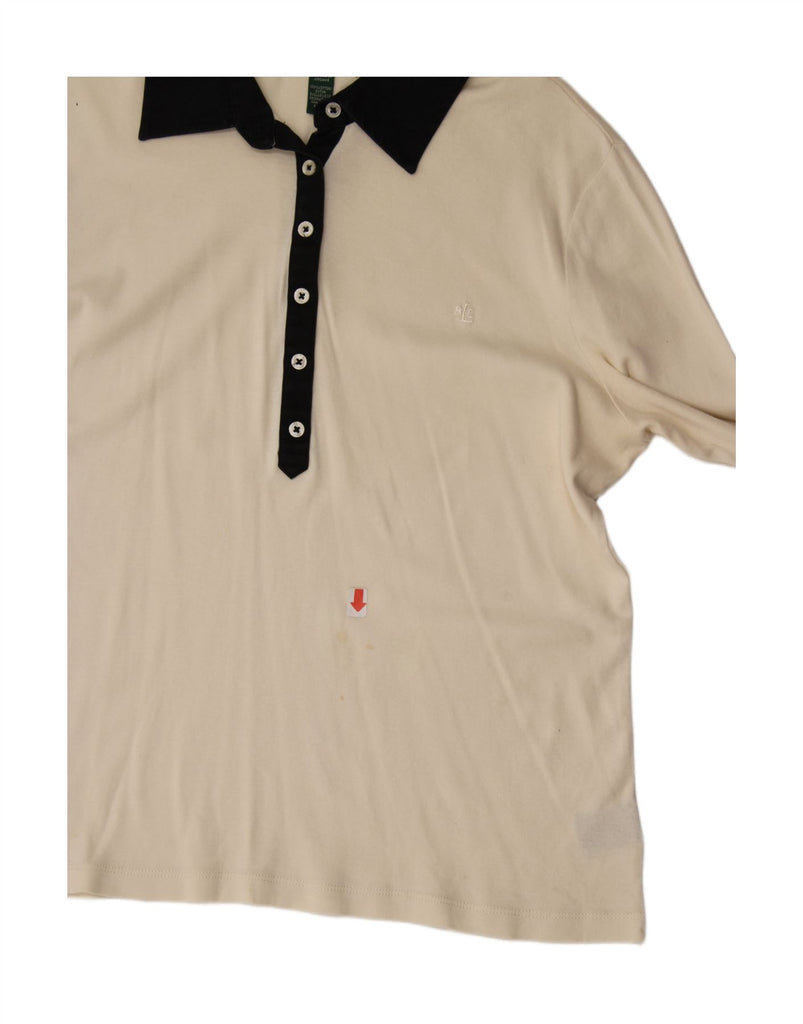 RALPH LAUREN Womens 3/4 Sleeve Polo Shirt UK 16 Large Off White Cotton Vintage Ralph Lauren and Second-Hand Ralph Lauren from Messina Hembry 