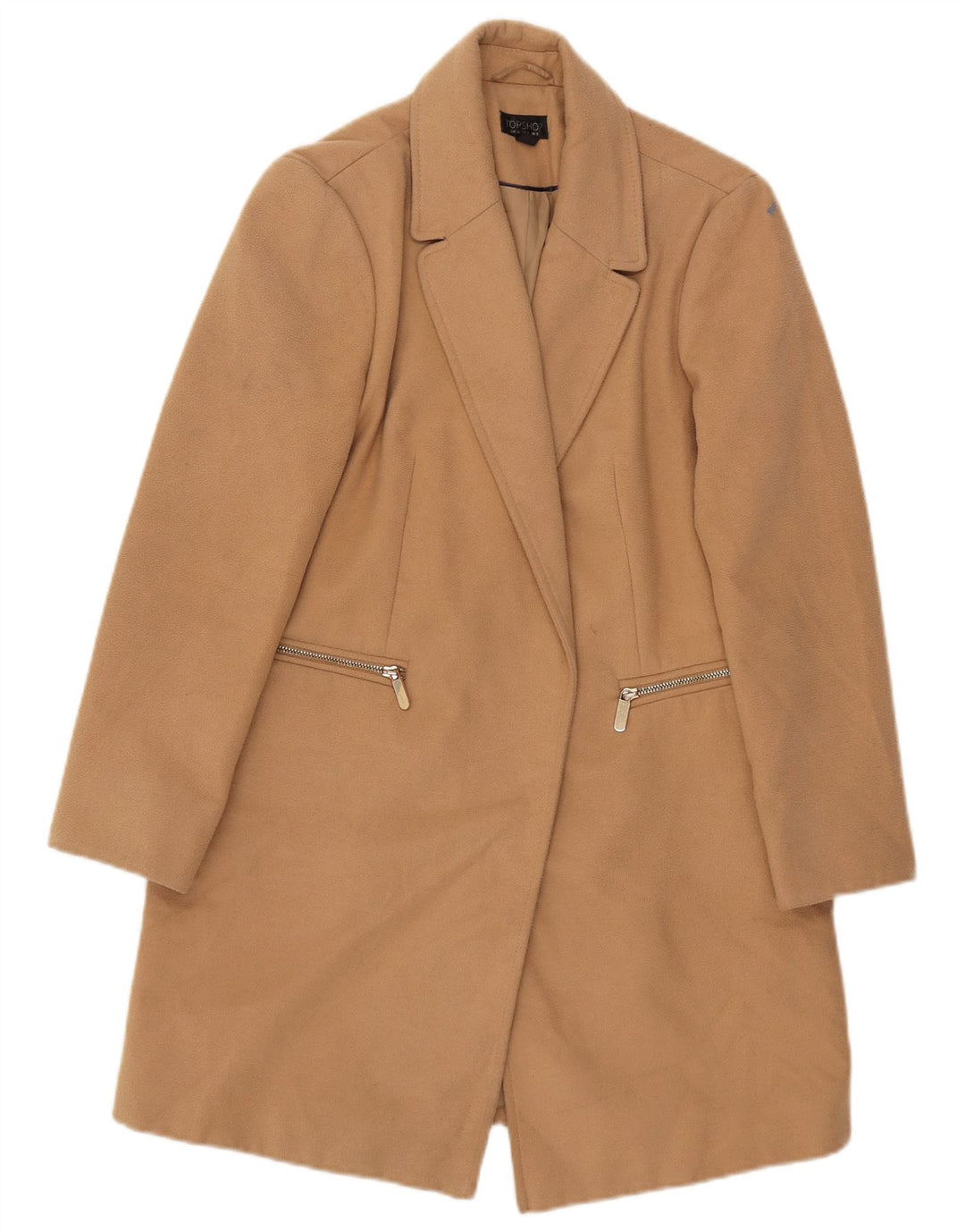 Sobretudo aberto feminino Topshop UK 8 poliéster bege pequeno