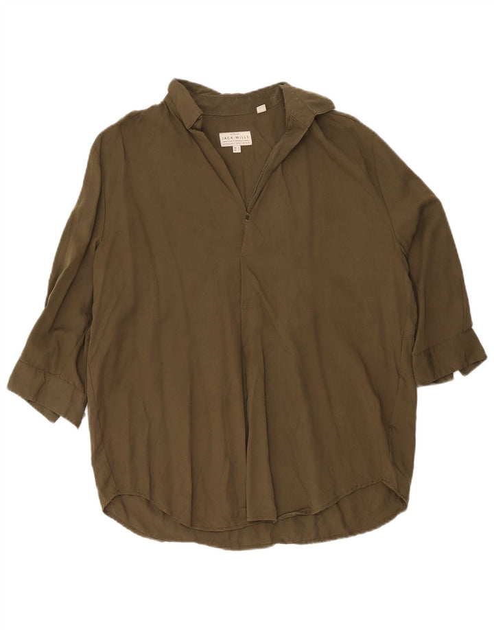 Pulôver feminino Jack Wills manga 3/4 oversized Reino Unido 6 XS cáqui Lyocell