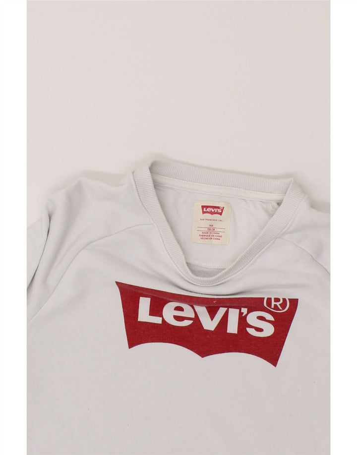 LEVI'S Boys Graphic Sweatshirt Jumper 13-14 Years White Cotton Vintage Levi's and Second-Hand Levi's from Messina Hembry 