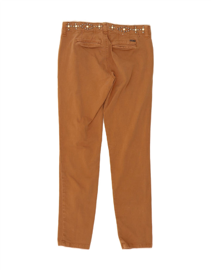 GUESS Womens Slim Casual Trousers W27 L28 Brown Cotton Vintage Guess and Second-Hand Guess from Messina Hembry 