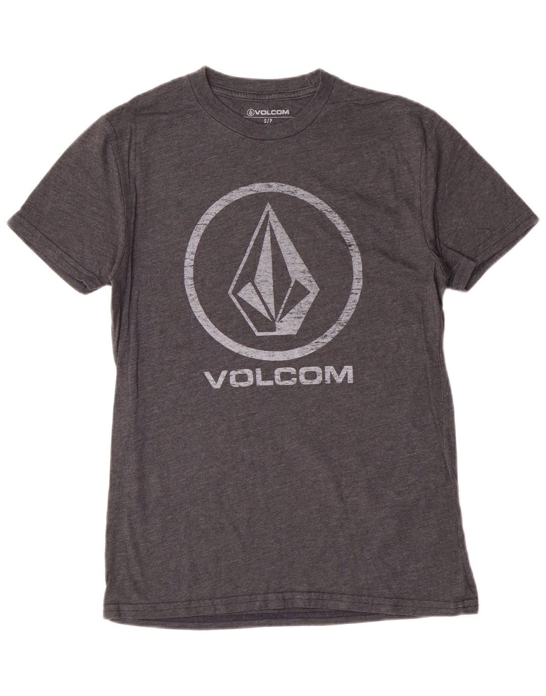 Volcom Camiseta masculina gráfica top pequeno algodão cinza