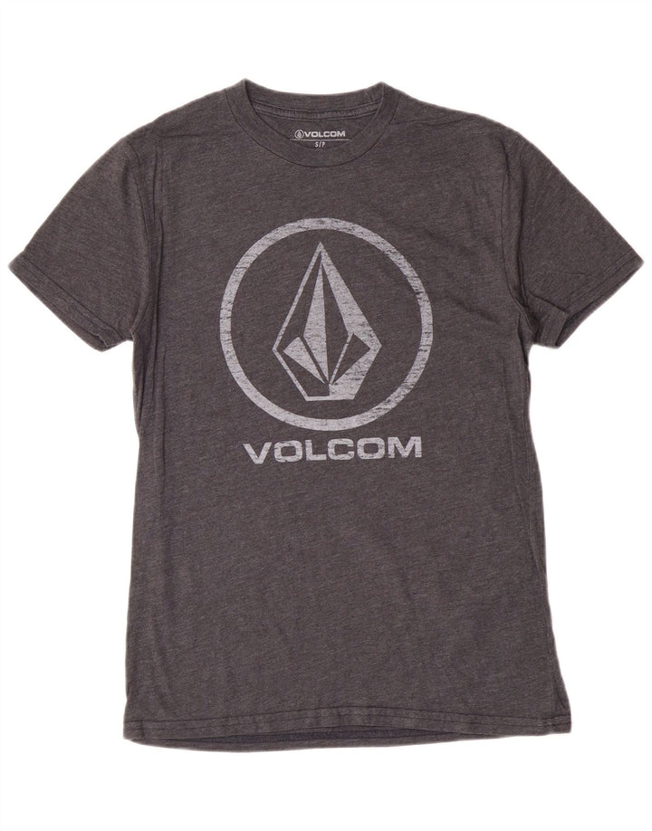 Volcom Camiseta masculina gráfica top pequeno algodão cinza