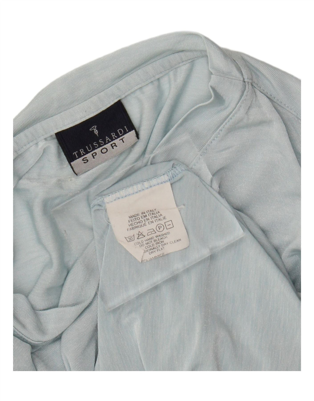 TRUSSARDI Mens T-Shirt Top Medium Blue Polyamide