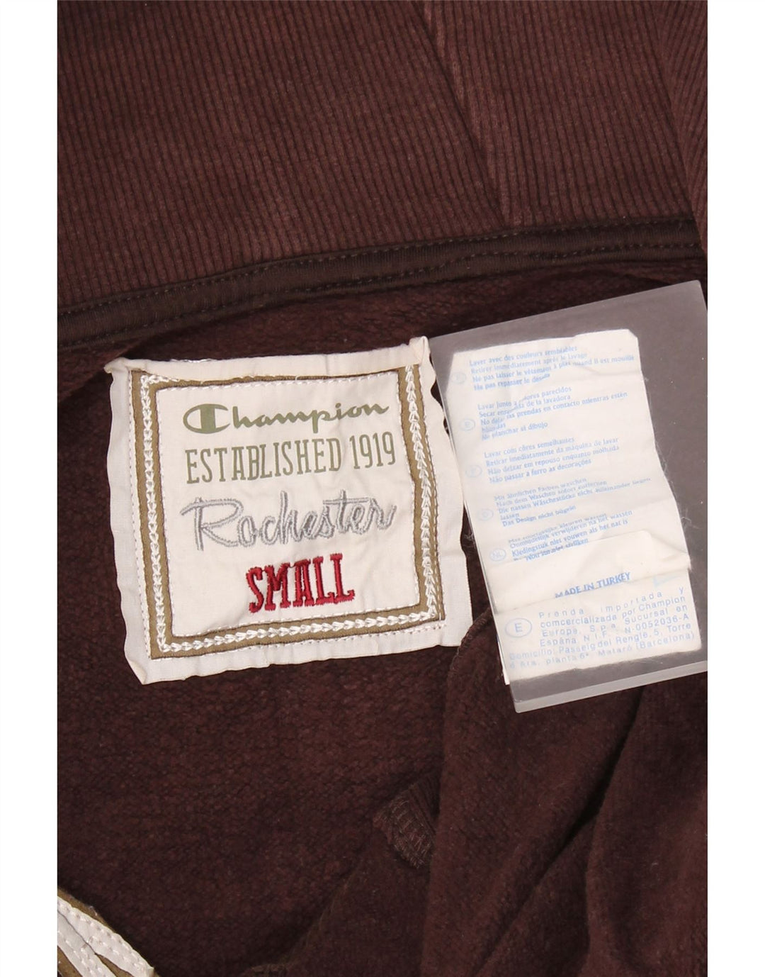 CHAMPION Suéter feminino Rochester com capuz e zíper grande Reino Unido 10 pequeno marrom