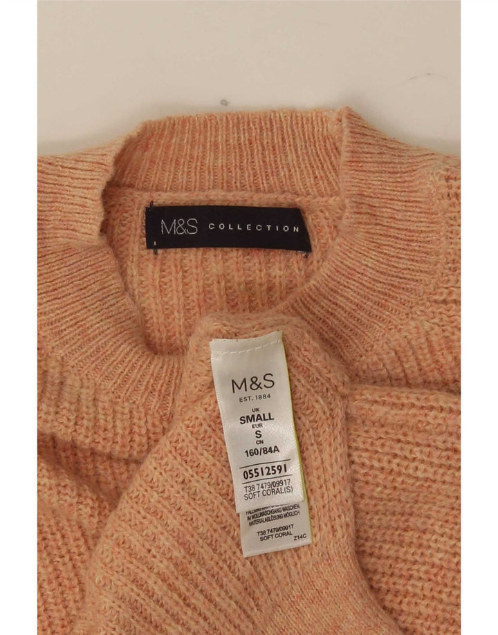 Suéter feminino Marks & Spencer com gola redonda grande, Reino Unido 10 pequeno rosa