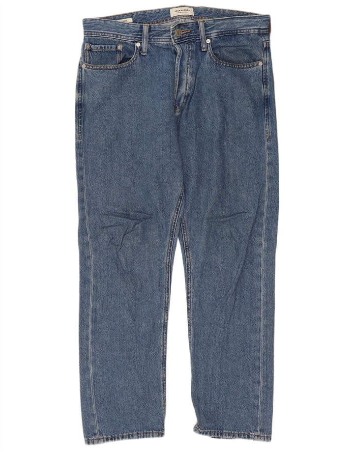 Jack & Jones Mens Straight Jeans W30 L30 Azul Algodão