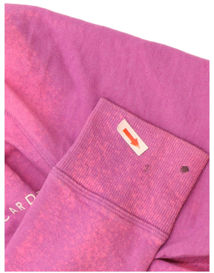 Reebok feminino gráfico moletom jumper UK 10 pequeno rosa tie-dye poliéster
