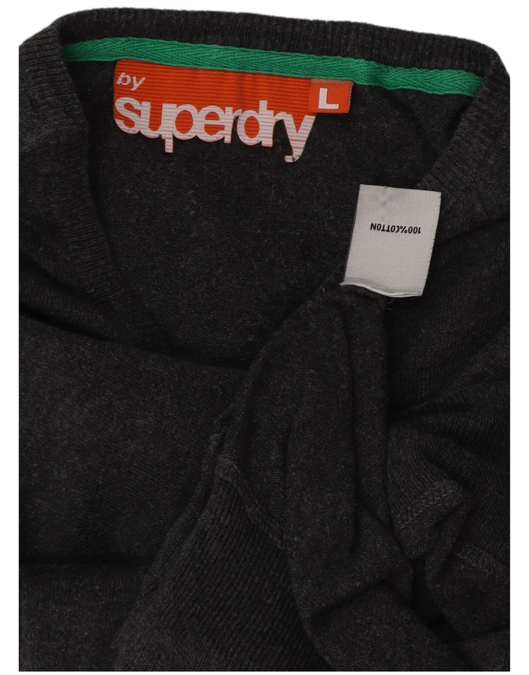 Suéter feminino SUPERDRY com decote em V Reino Unido 16 grande algodão cinza