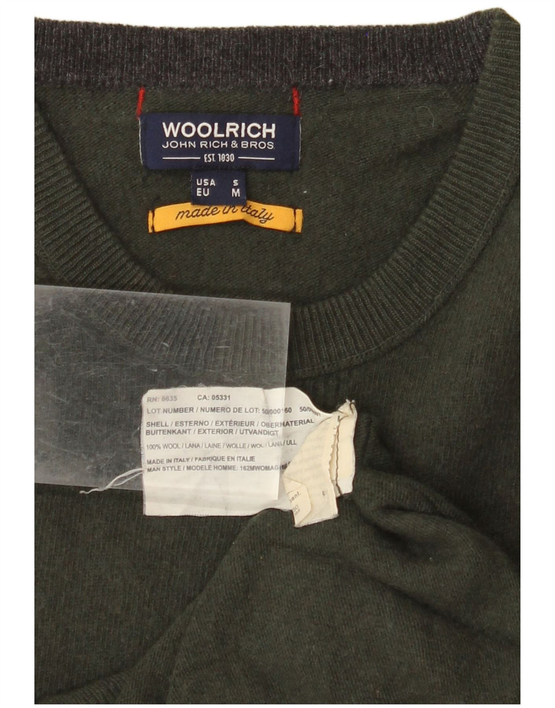 Suéter feminino WOOLRICH com gola redonda Reino Unido 14 lã cáqui média
