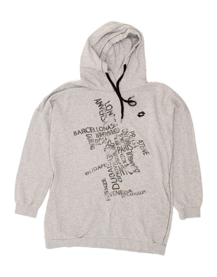 LOTTO Womens Graphic Hoodie Jumper UK 18 XL Grey Cotton Vintage Lotto and Second-Hand Lotto from Messina Hembry 