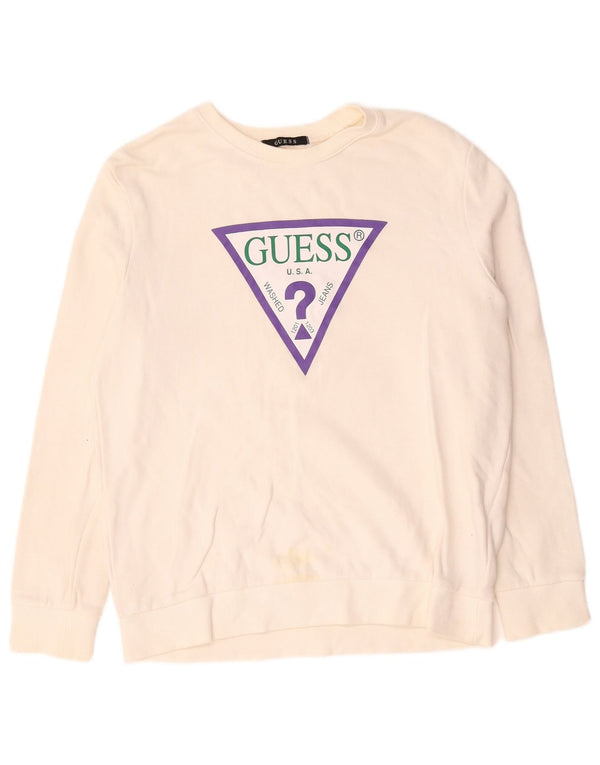 Suéter gráfico feminino Guess UK 14 médio off white algodão