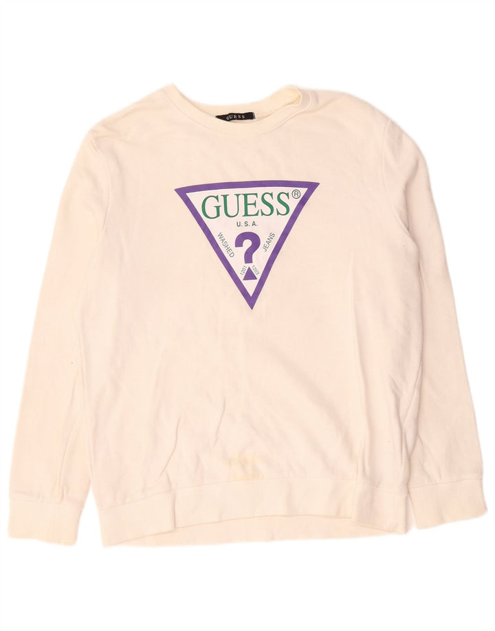 Suéter gráfico feminino Guess UK 14 médio off white algodão