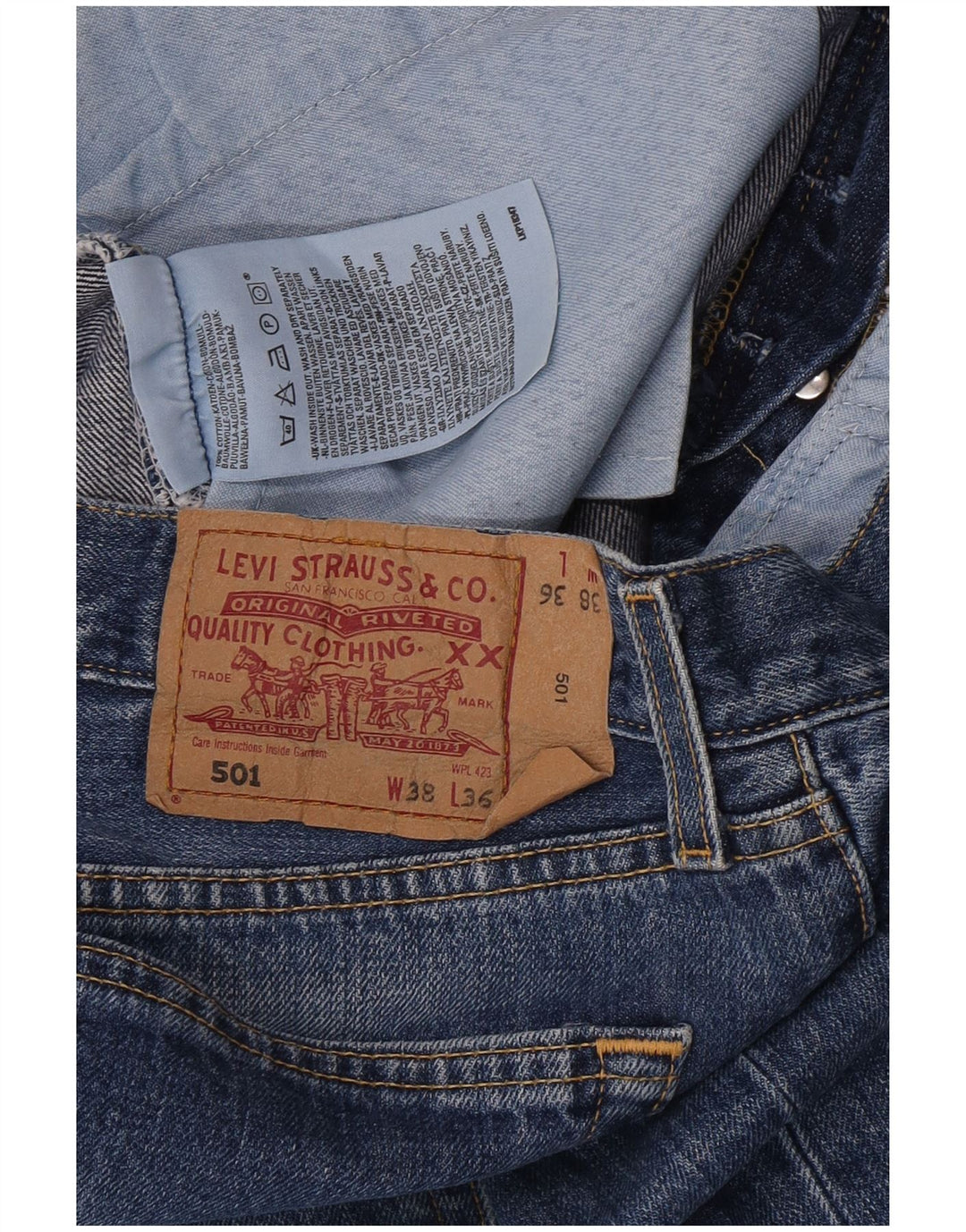 Levi's Masculino 501 Straight Jeans W38 L30 Azul Algodão