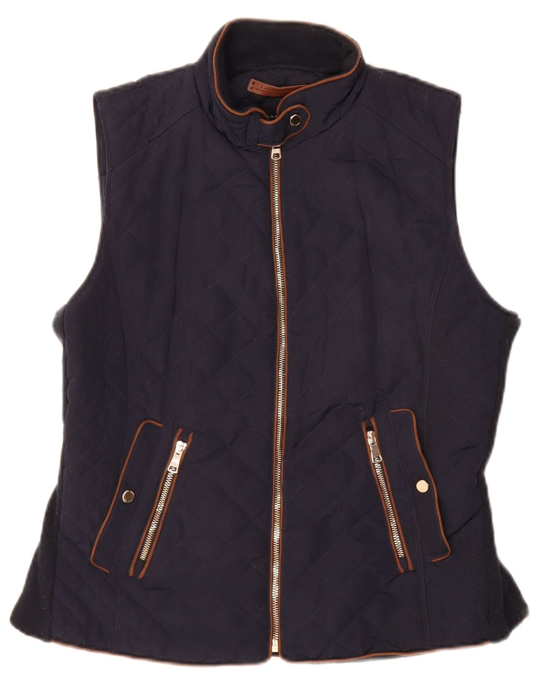 Colete acolchoado feminino Zara UK 16 grande azul marinho
