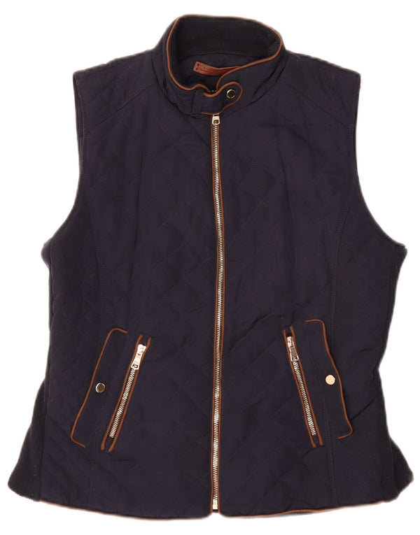 Colete acolchoado feminino Zara UK 16 grande azul marinho