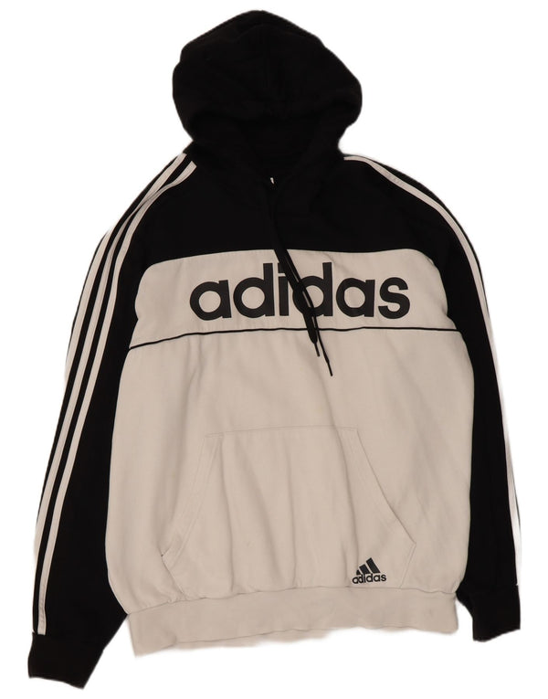 Adidas Mens Graphic Hoodie Jumper Large White Colourblock Cotton