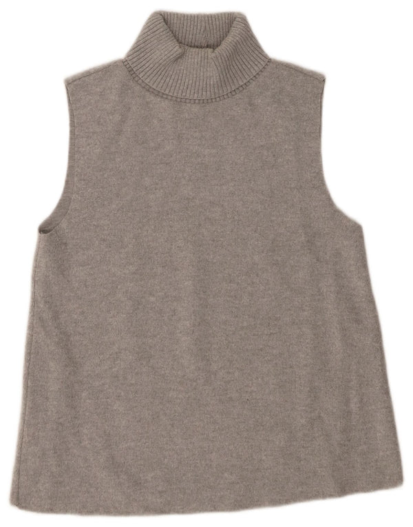 Regata feminina Zara com gola redonda e colete uk 12 cinza médio