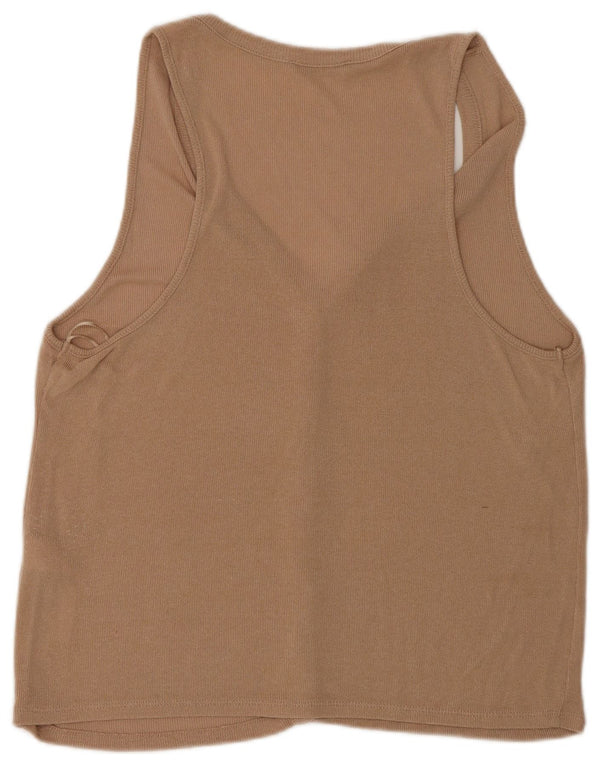 Top cardigã feminino sem mangas Zara Reino Unido 14 grande viscose bege