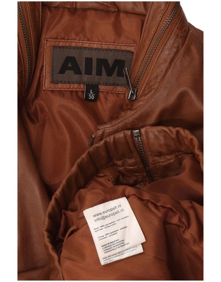 Jaqueta masculina de couro bomber AIM EU 50 grande couro marrom