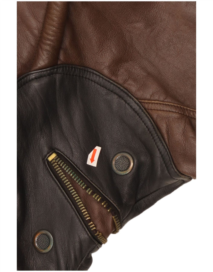 Jaqueta de couro masculina vintage IT 52 XL couro marrom