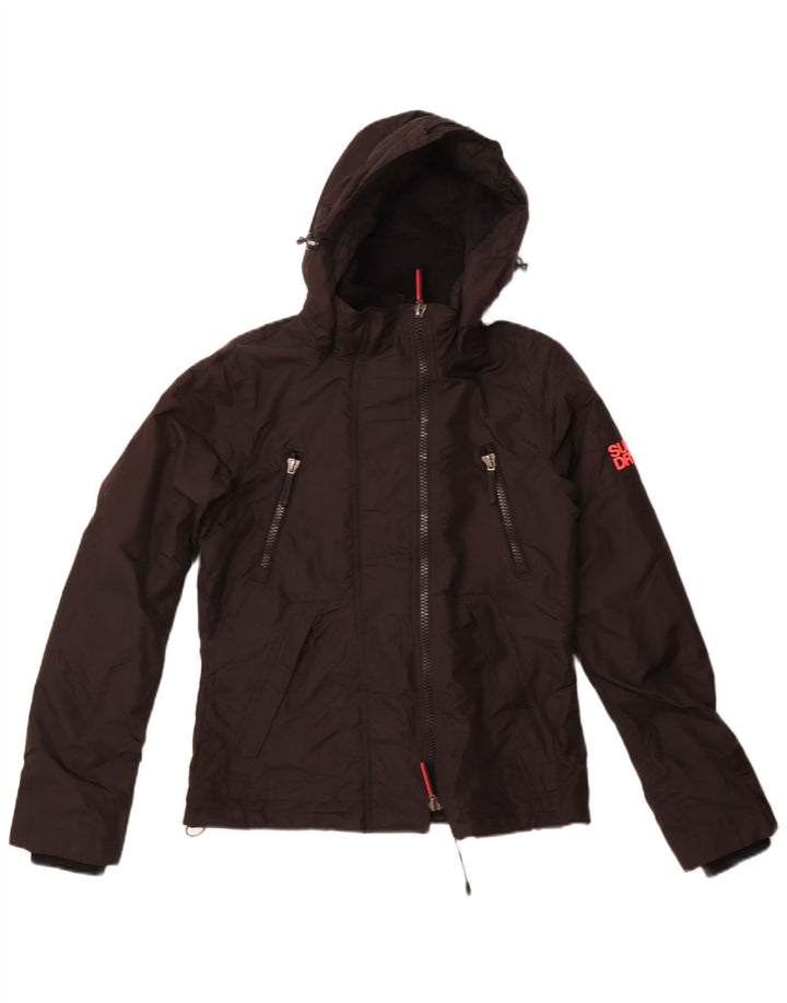 Jaqueta corta-vento feminina Superdry com capuz e capuz UK 10 pequena preta