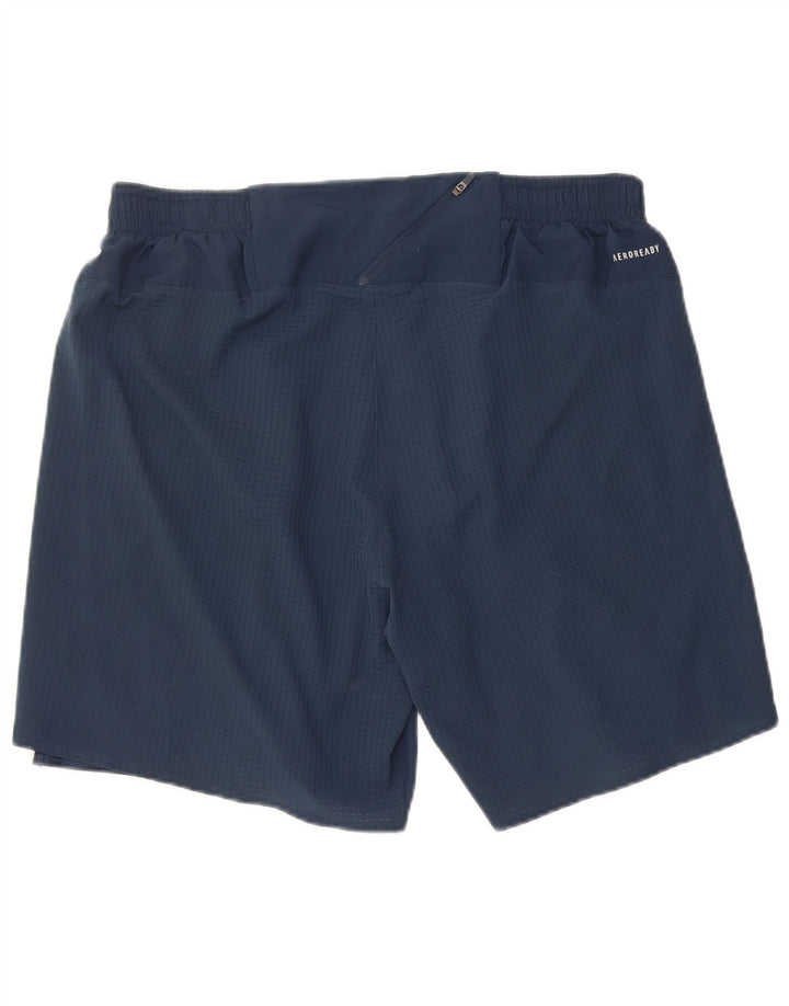 Shorts esportivos masculinos Adidas Aeroready grandes poliéster azul marinho