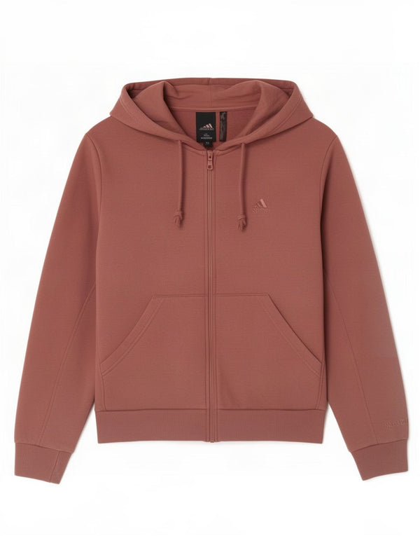 Suéter adidas feminino com capuz e zíper Reino Unido 16/18 grande algodão rosa
