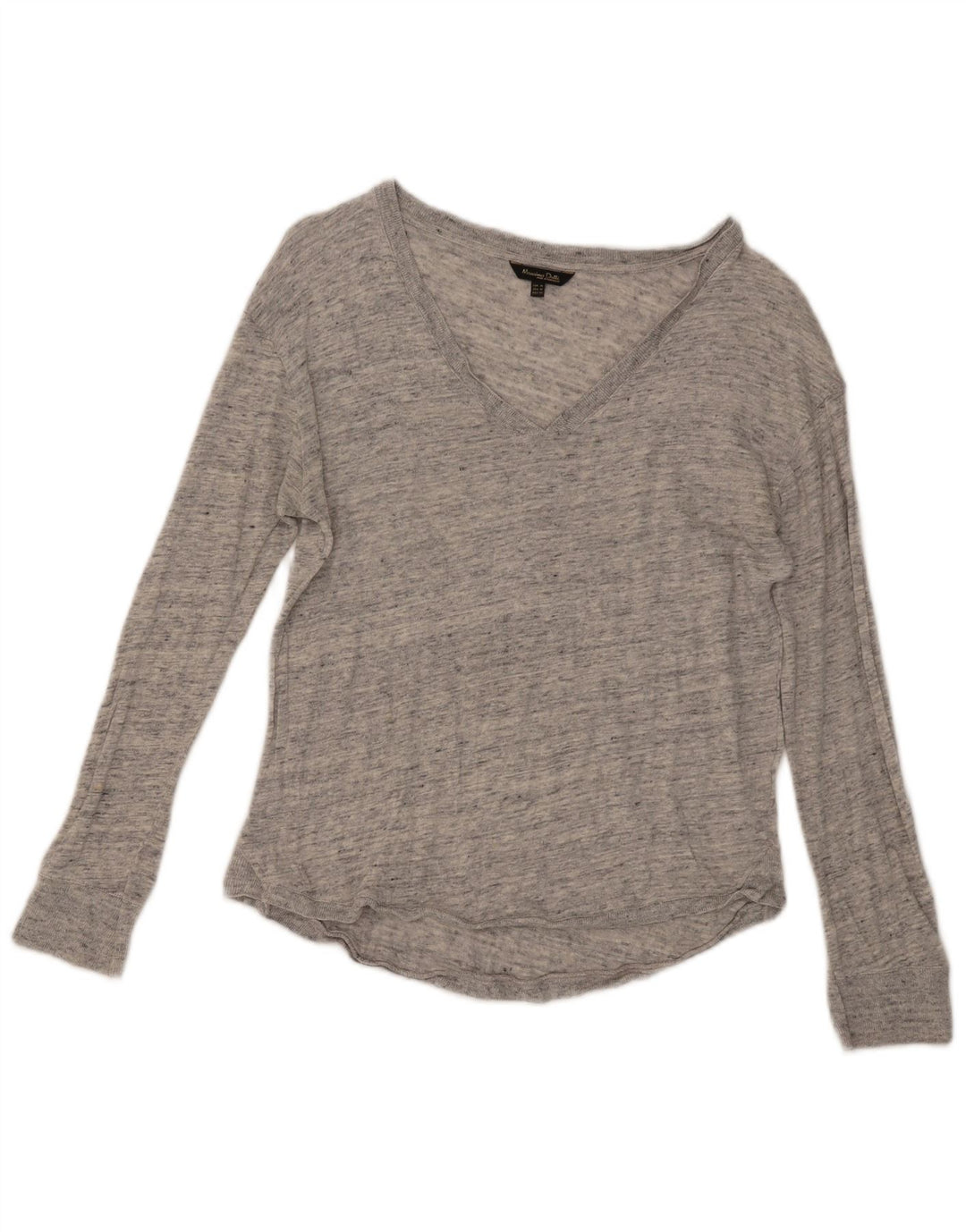 Top feminino Massimo Dutti manga comprida UK 12 cinza médio manchado