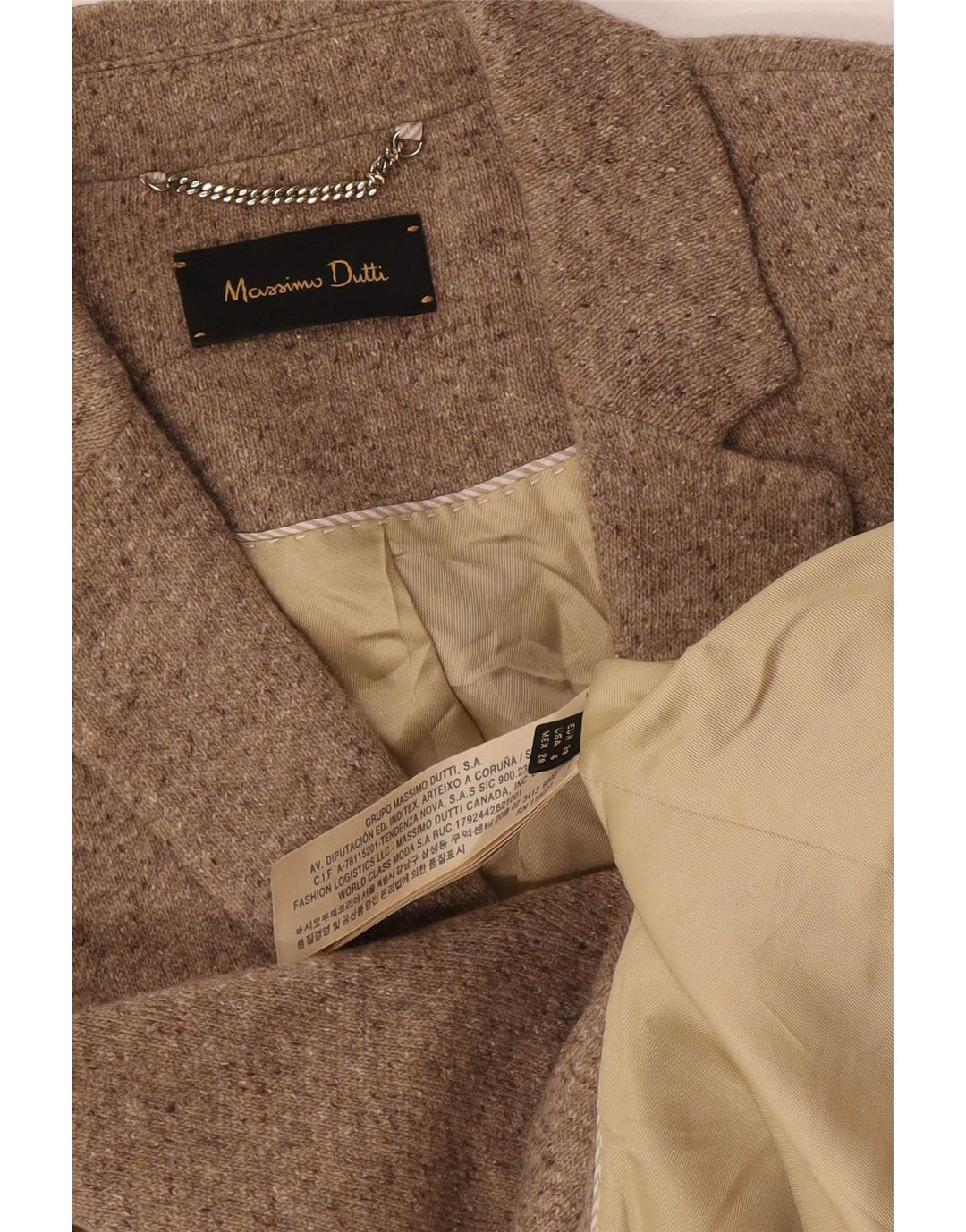 Jaqueta blazer feminina Massimo Dutti com 2 botões UE 38 pequena lã manchada bege