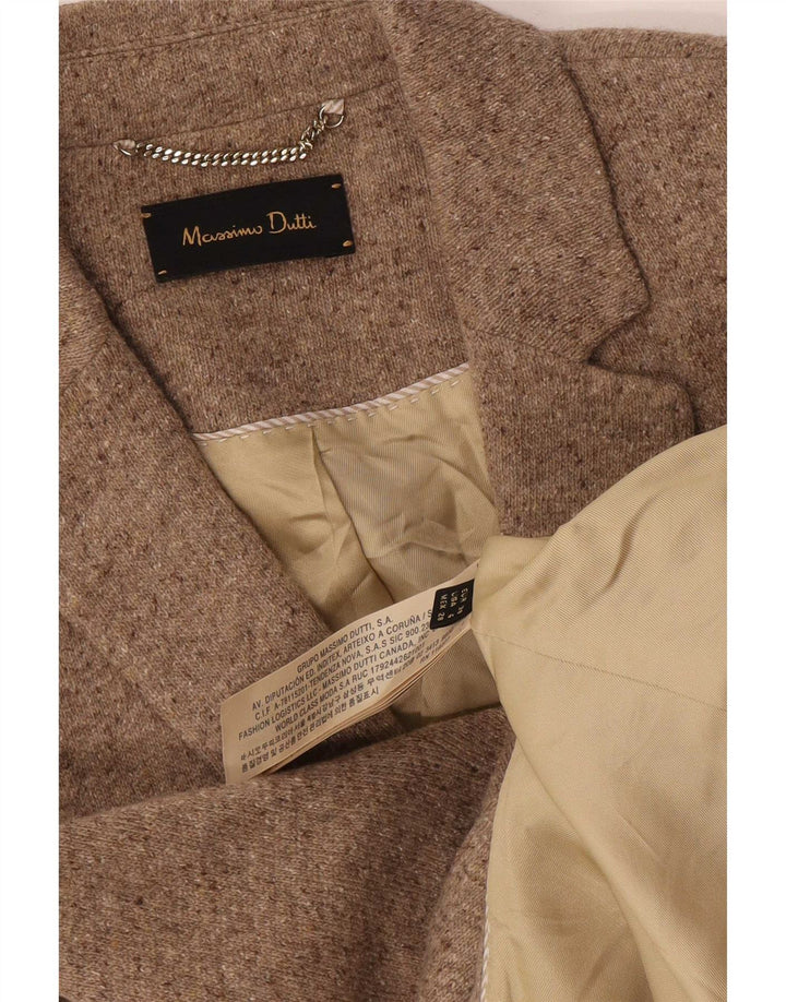 Jaqueta blazer feminina Massimo Dutti com 2 botões UE 38 pequena lã manchada bege
