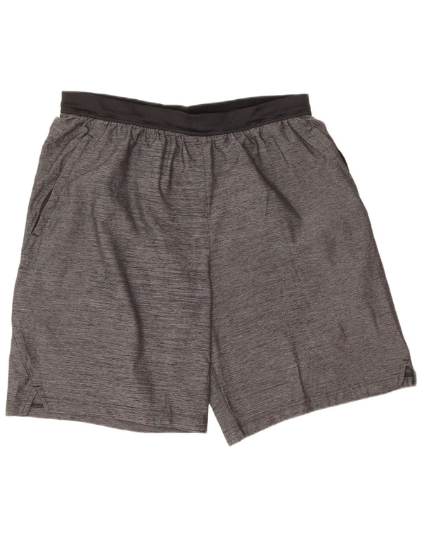 Shorts esportivos masculinos Adidas XL cinza manchado de poliéster esportivo