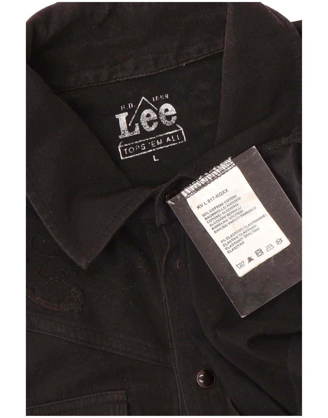 Camisa polo feminina Lee UK 16 grande algodão preto