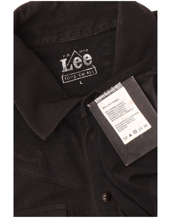 Camisa polo feminina Lee UK 16 grande algodão preto