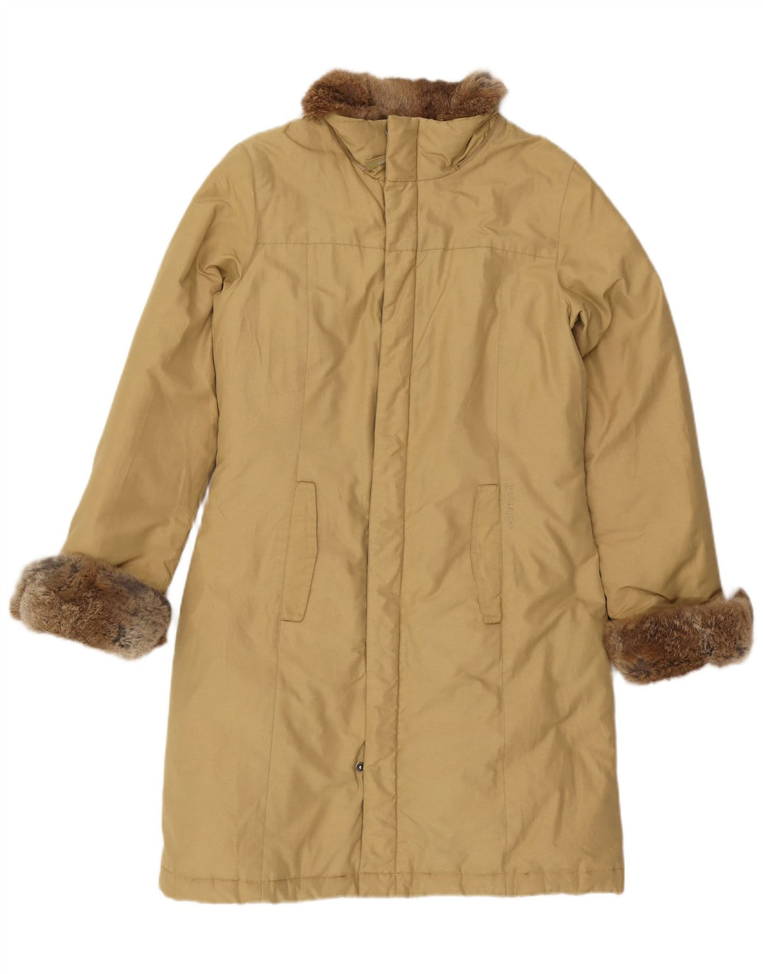 Casaco acolchoado feminino Woolrich Reino Unido 14 algodão bege médio