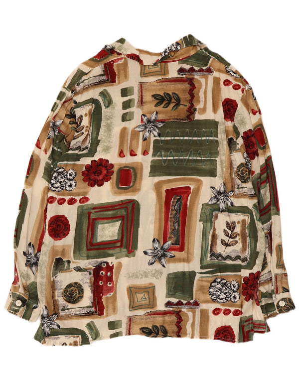 Blusa feminina vintage IT 48 XL patchwork multicolorido viscose