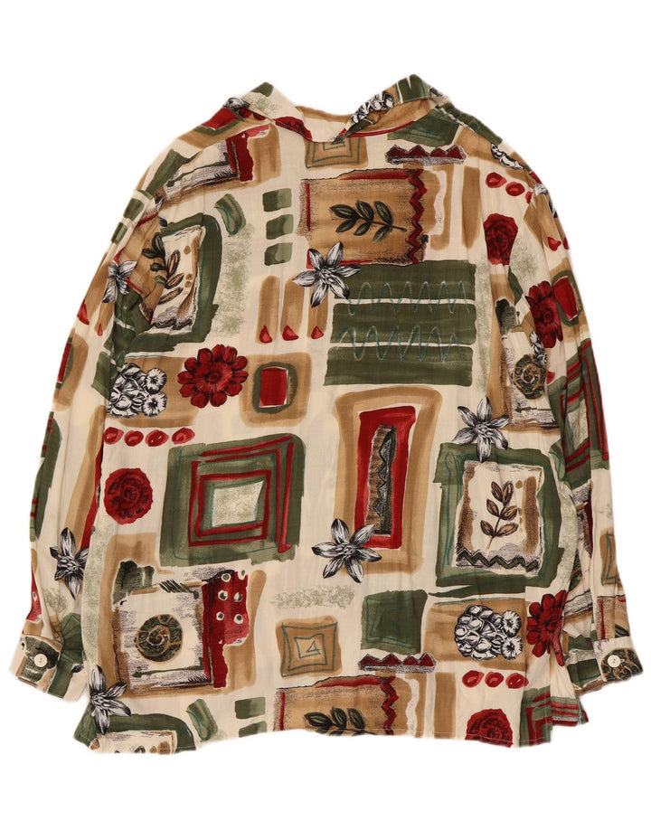 Blusa feminina vintage IT 48 XL patchwork multicolorido viscose